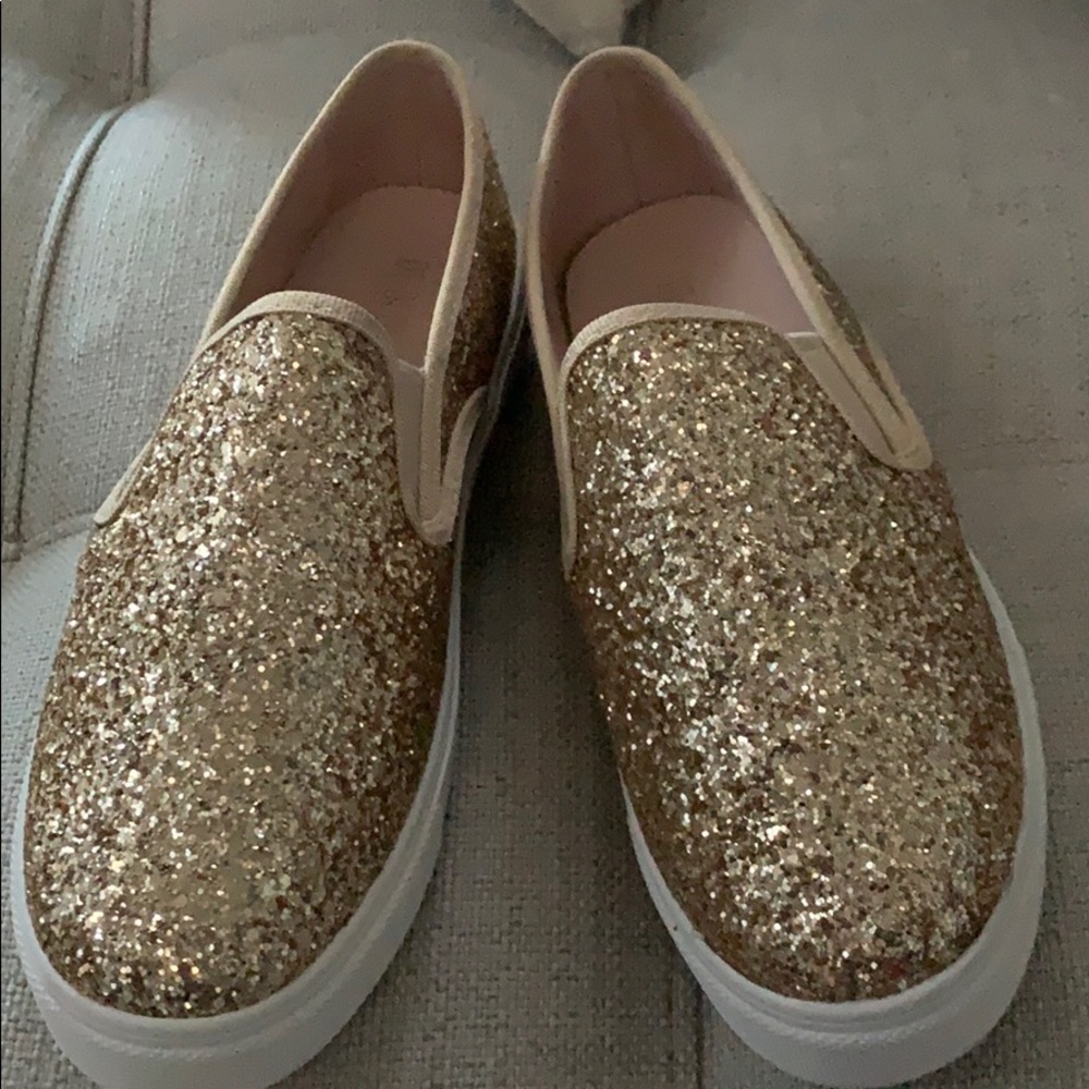 Gold Glitter Shoes Slip ons Like Vans-BRAND NEW!!
